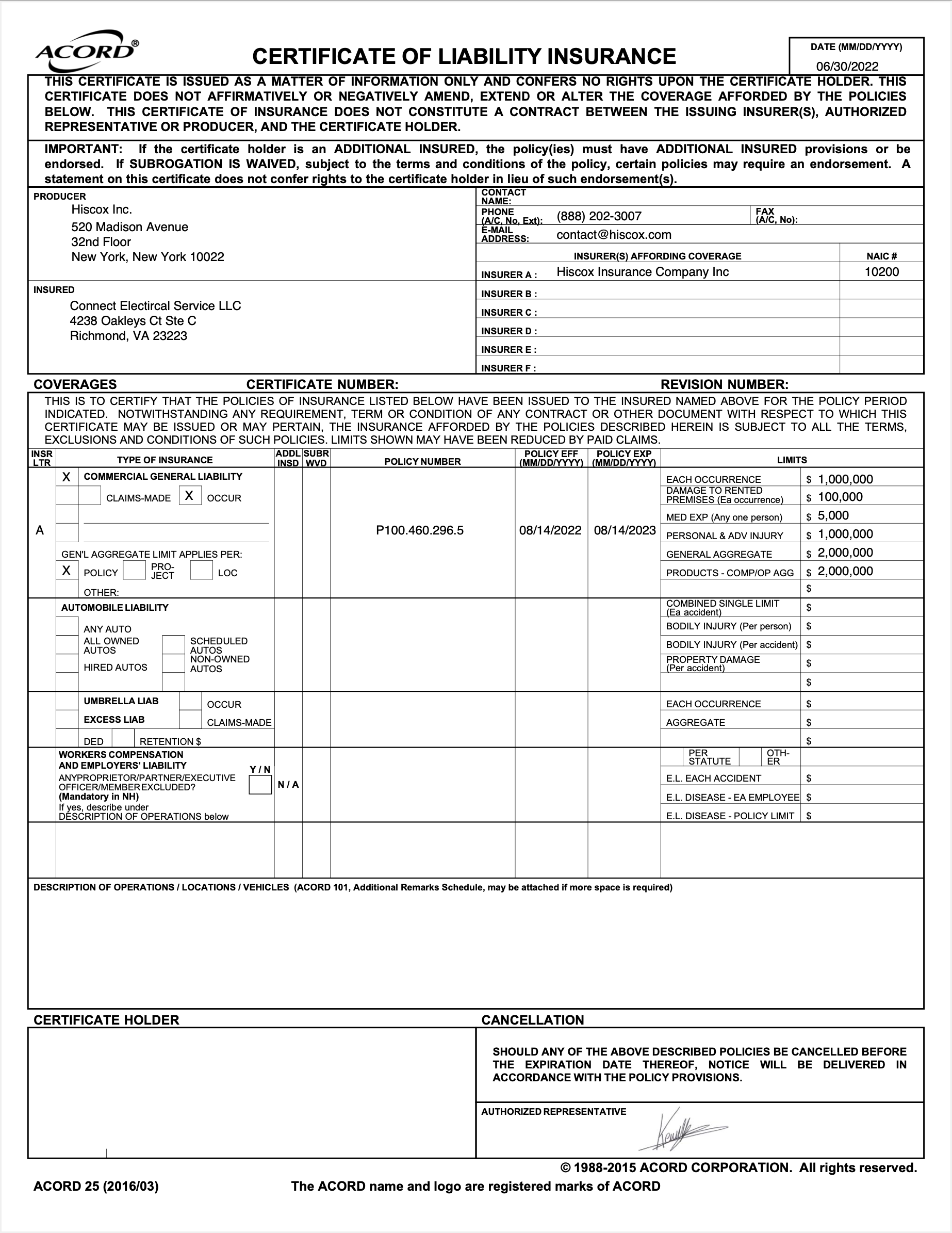 License Connect Electric   Insurance 